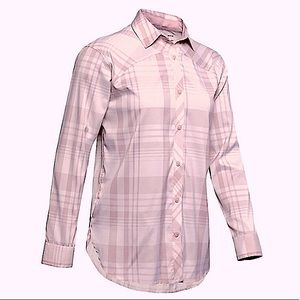 NWT! Under Armour Heatgear Women’s long sleeve plaid shirt COOLING Top